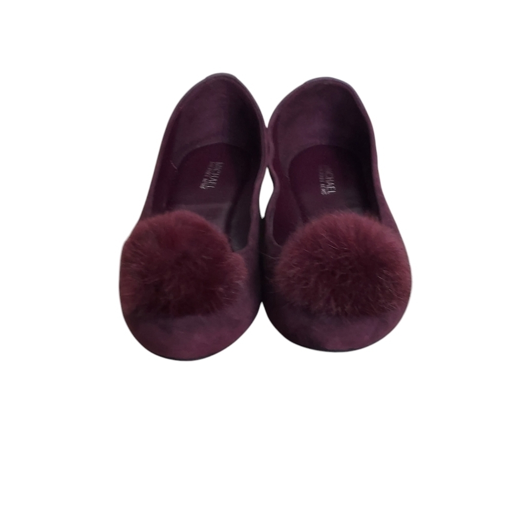 Michael Kors Remi Deep Purple Suede Pompom Flats - Picture 6 of 14